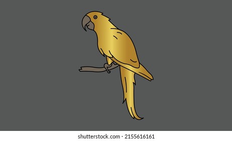 Cute Golden Parrot bird vector icon illustration.