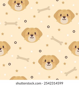 Cute Golden Puppies Vector Pattern Fashion Design.