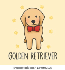 Cute Golden Retriever cartoon hand drawn style