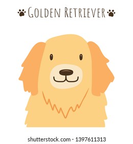 Cute Golden Retriever dog colorful cartoon illustration flat vector graphic design.