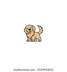 Cute golden retriever dog standing cartoon, vector illustration