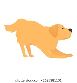 Cute golden retriever dog is stretching its body, enjoying a moment of relaxation