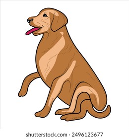 Cute Golden Retriever Dog Vector illustration. Golden Retriever hand-drawn Vector