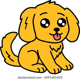 A cute Golden Retriever puppy kawaii style vector drawing