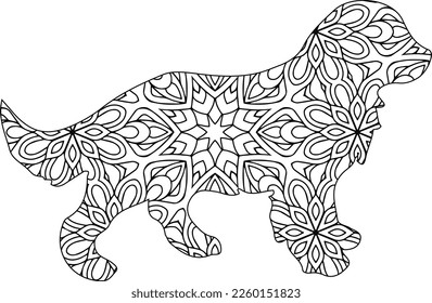 Cute golden retriever puppy mandala coloring page
