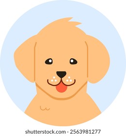 Cute golden retriever puppy sticking its tongue out, simple flat vector illustration, perfect for animal lovers, pet shops, veterinary clinics, or any design related to dogs