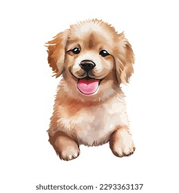 Cute Golden Retrieve Welpenfarbe, einzeln auf weißem Hintergrund. Schönes Design für Hunde-Tierzeichnung. Pet-Portrait-Vektorgrafik