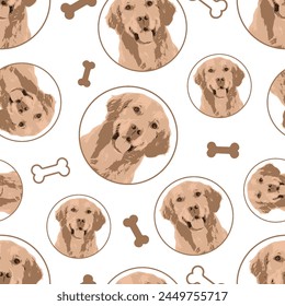 Cute Golden Retriever Seamless Pattern