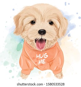 Cute Golden Retriever watercolor for printing