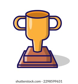 Cute Golden Trophy icon vector illustration. Flat objects premium vector