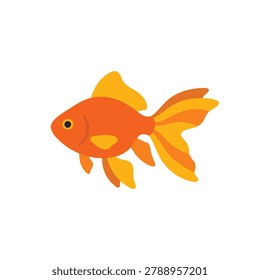 Cute goldfish cartoon character vector illustration. Flat orange aquarium fish or lucky golden carassius auratus icon isolated on white background