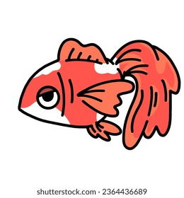cute Goldfish cartoon drawing transparent background vector illustration