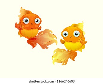 Cute goldfish cartoon set vector illustration