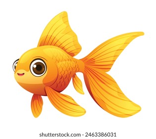 Cute goldfish cartoon vector illustration isolated on white background