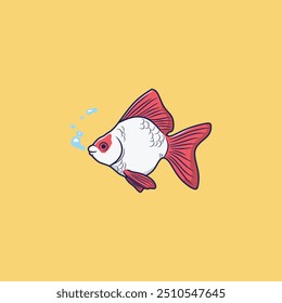Cute goldfish Cartoon Vector Illustration
