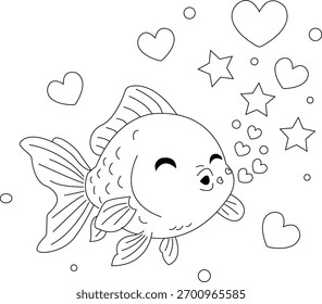 Una linda página para colorear de peces de colores