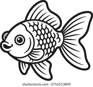 Cute goldfish coloring page vector illustration