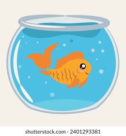 cute goldfish inside round glass fish tank