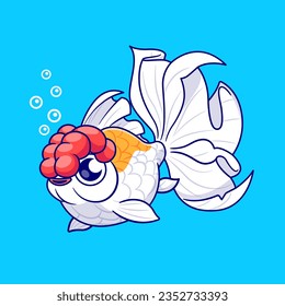 Cute Goldfish Lionhead Swimming Cartoon Vector Icon
Illustration. Animal Nature Icon Concept Isolated Premium
Vector. Flat Cartoon Style