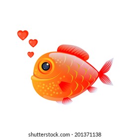 Cute goldfish in love. Vector illustration