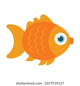 Cute goldfish on white background illustration.