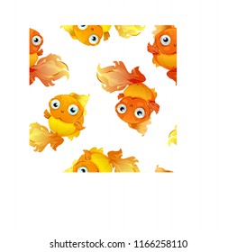 Cute Goldfish pattern seamless background. Vector Illustration