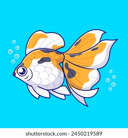 Cute Goldfish Swimming Cartoon Vector Icon Illustration. Animal Nature Icon Concept Isolated Premium Vector. Flat Cartoon Style