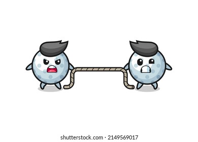 cute golf character is playing tug of war game , cute design