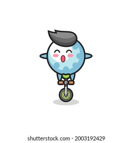 The cute golf character is riding a circus bike , cute style design for t shirt, sticker, logo element