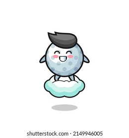 cute golf illustration riding a floating cloud , cute design