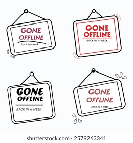 Cute Gone Offline Signs, Perfect for Social Media