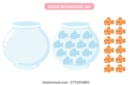 Cute good behavior jar Kids reward system with fish token
