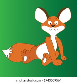 cute good Fox cub smiles illustration