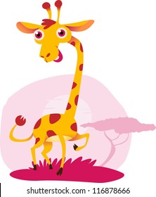 A cute, goofy-looking cartoon giraffe