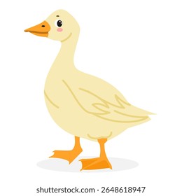 Ilustração de vetor de pássaro animal de desenhos animados de ganso bonito para crianças