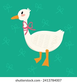 Cute goose character. Hello spring concept. Happy Easter.Used for greeting card, and poster design.	