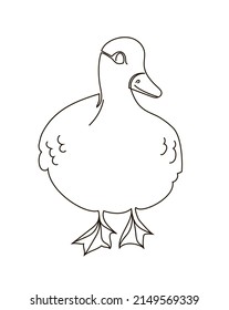 Cute goose is drawn in one line style. Vector illustration isolated on white background