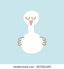 mano linda de ganso dibujada. vector, minimalismo, colores de tendencia 2022. icono, pegatina, imprimir niños clipart animal pájaro