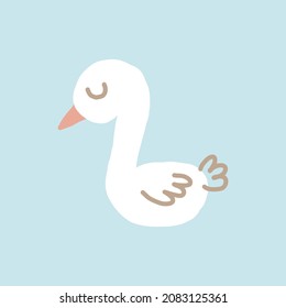 süße Gänse, handgezeichnet. Vektorgrafik, Minimalismus, trendige Farben 2022. Symbol, Aufkleber, Druckkinder, Clips und Tiervogel