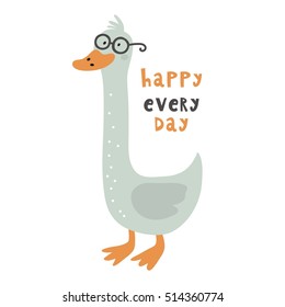 Cute Goose. Happy Every Day Card