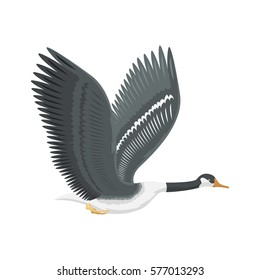 Cute goose icon in flat style isolated vector illustration.
