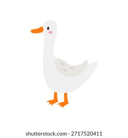 Ganso lindo en el fondo blanco. Ilustración vectorial