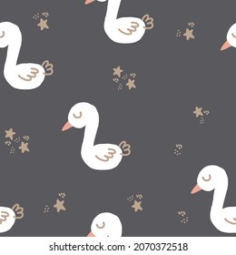 tierno patrón sin costura dibujado a mano. vector, minimalismo, colores de tendencia 2022. papel envolvente, textiles, fondo, papel pintado. aves de animales de clienta infantil