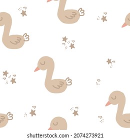 tierno patrón sin costura dibujado a mano. vector, minimalismo, colores de tendencia 2022. papel envolvente, textiles, fondo, papel pintado. aves de animales de clienta infantil