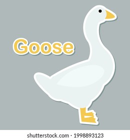 Cute goose sticker vector illustration for paper bookmark collection. Swan mascot character in modern style. Goose flash card, pop art chic patches, pins, badges, and stickers.