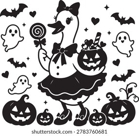 Cute goose trick treating