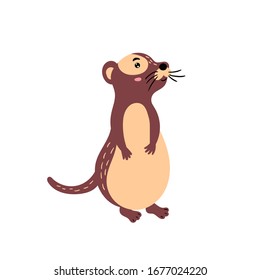 Cute gopher. The cheerful gopher smiles. Children's animal character. Vector editable illustration