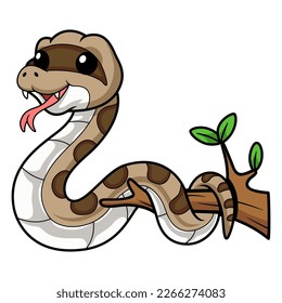 Cute gopher snake cartoon on tree branch
