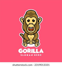 Cute gorilla baby mascot cartoon