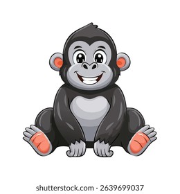 cute gorilla cartoon character vector
